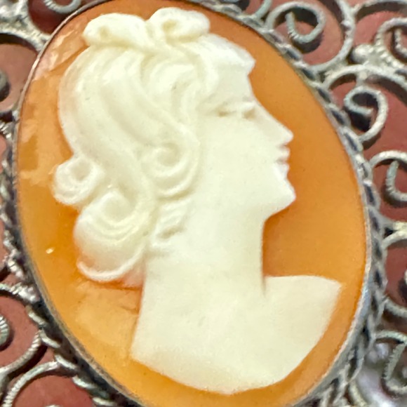 Antique 800 Silver Filigree Hand Carved Cameo Bracelet‎ - Picture 8 of 16